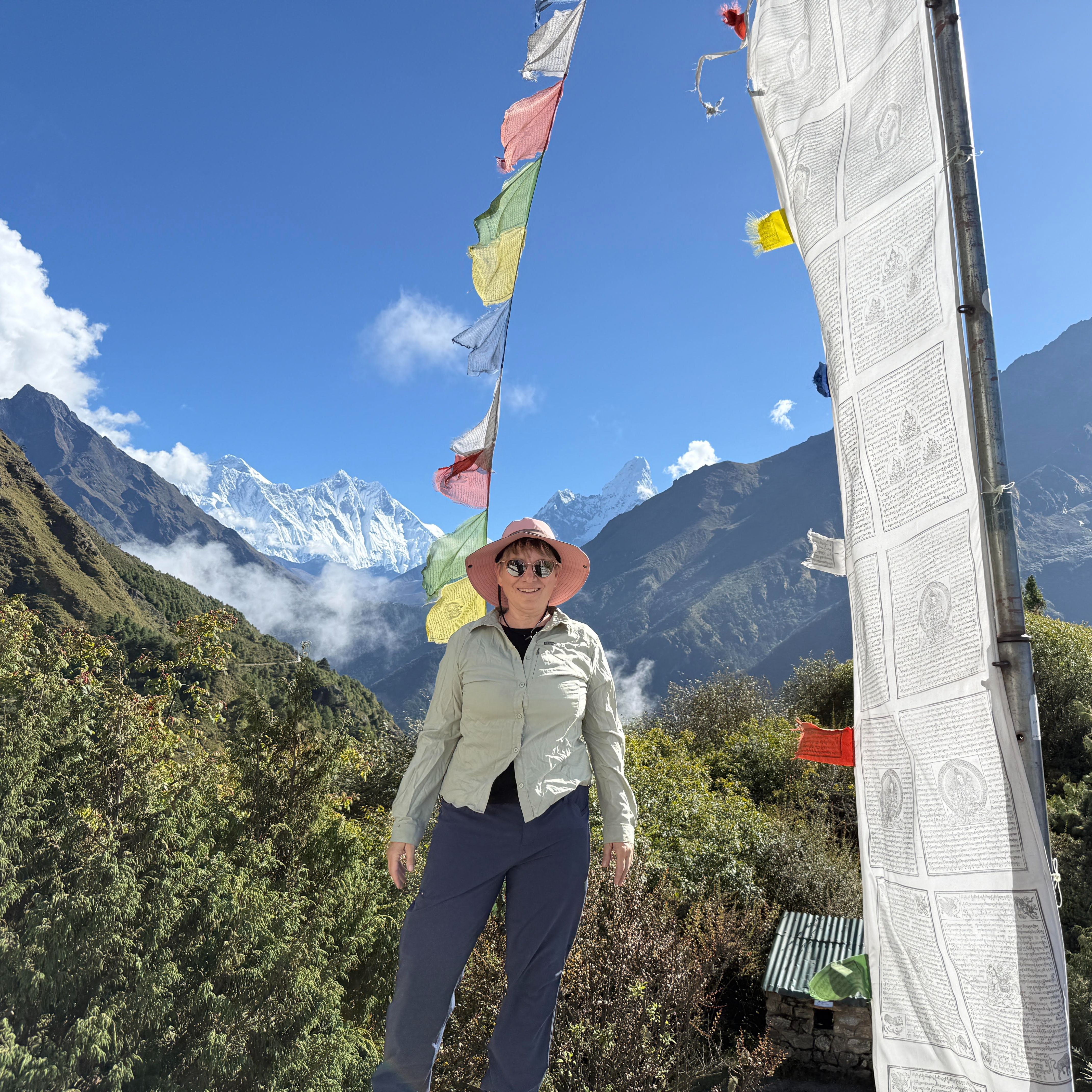 1 person standing in the mountains